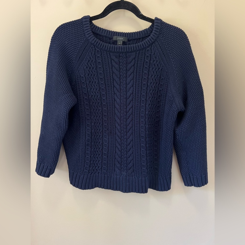 j crew sweater rn 77388 Cable crewneck sweater navy Sz S